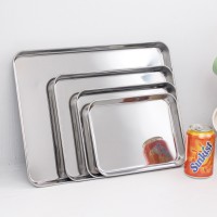 304不銹鋼食品級(jí)平底盤 長(zhǎng)方形加厚蒸飯盤酒店烘焙家用烤肉烤盤