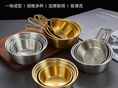 304不銹鋼韓式米酒碗飯碗黃酒碗帶把調(diào)料飯店專用熱涼酒碗料理碗