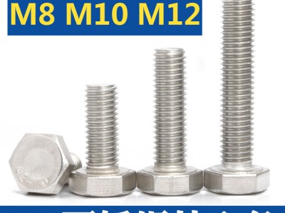 304不銹鋼外六角螺栓螺絲六角頭螺桿M8M10M12緊固標(biāo)準(zhǔn)件 批發(fā)