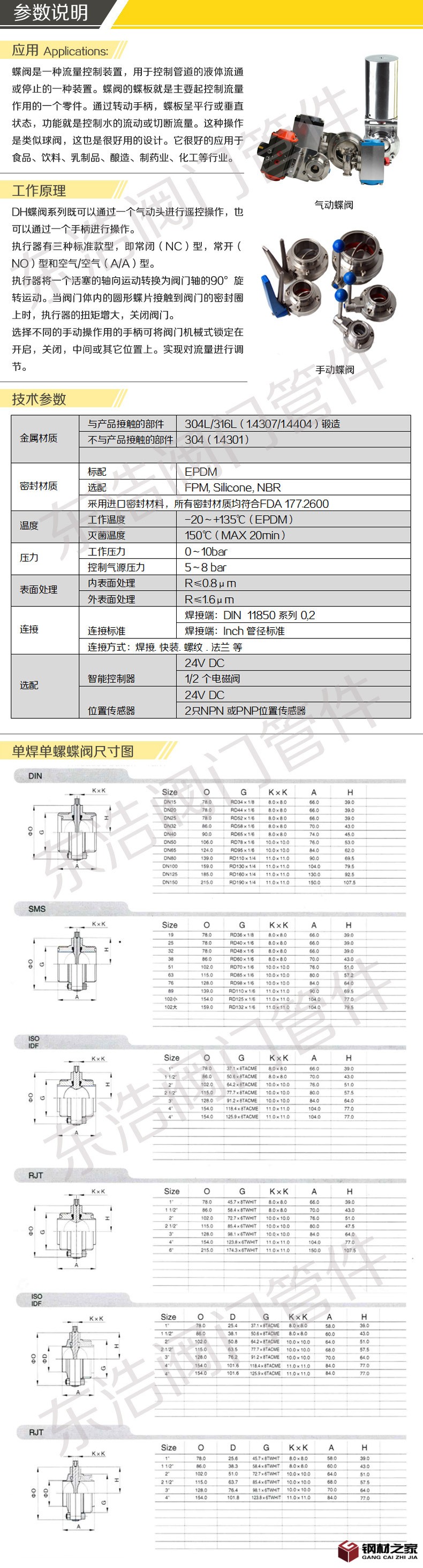 單焊單螺蝶閥參數(shù)說明