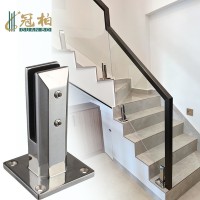不銹鋼泳池樓梯平臺陽臺扶手護欄桿免打孔玻璃落地固定夾立柱方座