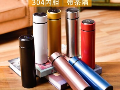 304商務不銹鋼溫度顯示溫控智能保溫杯批發(fā) 測溫直身杯子禮品水杯